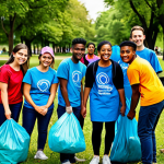 **

"A diverse group of fully clothed young adults participating in a community cleanup project in a vibrant urban park, appropriate attire, safe for work, professional volunteers, natural pose, perfect anatomy, high quality, family-friendly atmosphere, modest dress, focus on teamwork and environmental awareness."

**