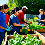 **

"A group of diverse young people, fully clothed in modest, casual attire, volunteering together in a community garden, planting flowers and vegetables. Bright, sunny day. Background: A clean and vibrant park scene. Safe for work, appropriate content, family-friendly, professional photography, perfect anatomy, correct proportions, natural pose, well-formed hands, proper finger count, natural body proportions."

**