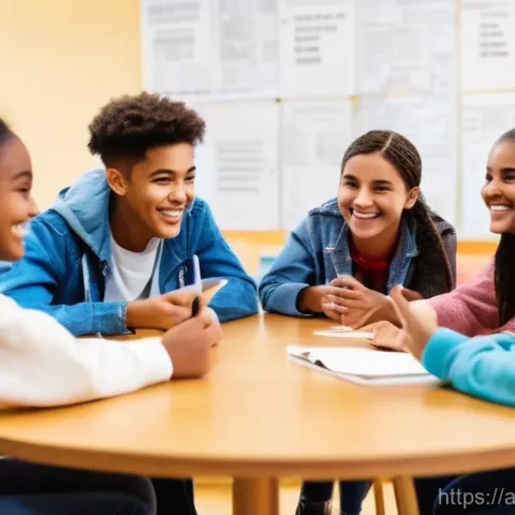 청소년지도사 업무 관련 서식 모음 - **Prompt:** A diverse group of enthusiastic teenagers, boys and girls, aged 14-17, actively engaged ...