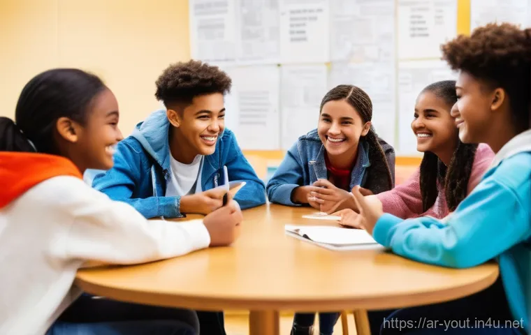 청소년지도사 업무 관련 서식 모음 - **Prompt:** A diverse group of enthusiastic teenagers, boys and girls, aged 14-17, actively engaged ...