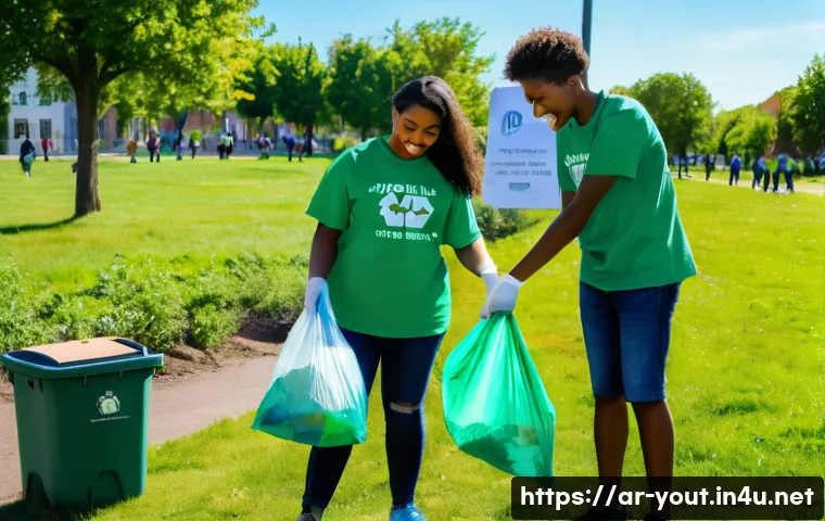 청소년지도사와 비영리단체 협력 사례 - **Prompt: Youth Leaders in Action for Community Clean-up**
    "A vibrant group of diverse young adu...
