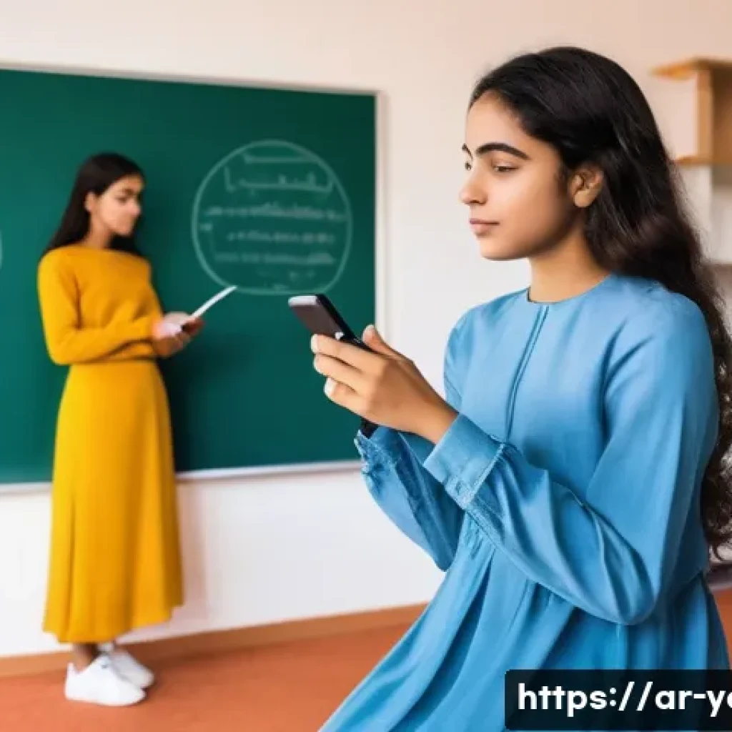 청소년지도사와 청소년 문제 예방 사례 - **Prompt:** A compassionate female mentor, dressed in a modest yet modern long-sleeved top and a flo...