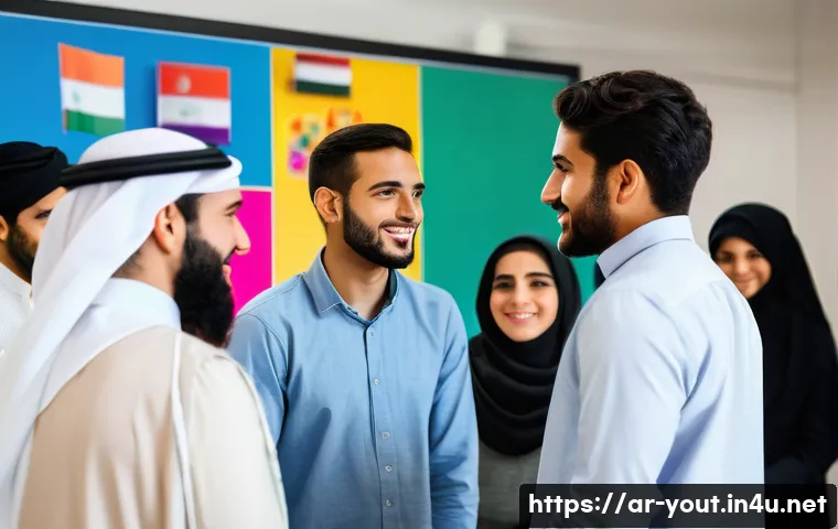 청소년지도사 자격증으로 가능한 부업 - A professional community youth mentoring workshop scene in a modern Arab cultural setting, featuring...