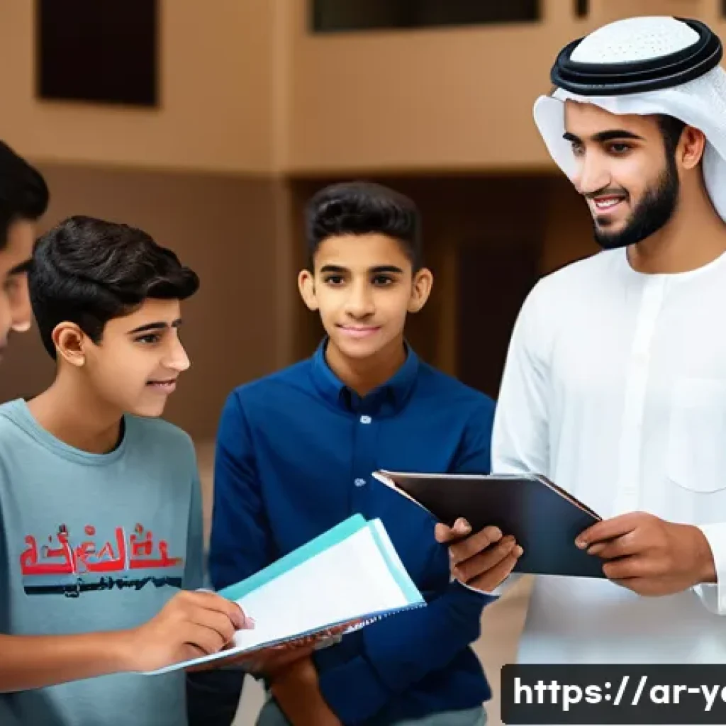 청소년지도사 연봉 평균 비교 - A professional young Arab male youth counselor wearing modest business casual attire, confidently le...