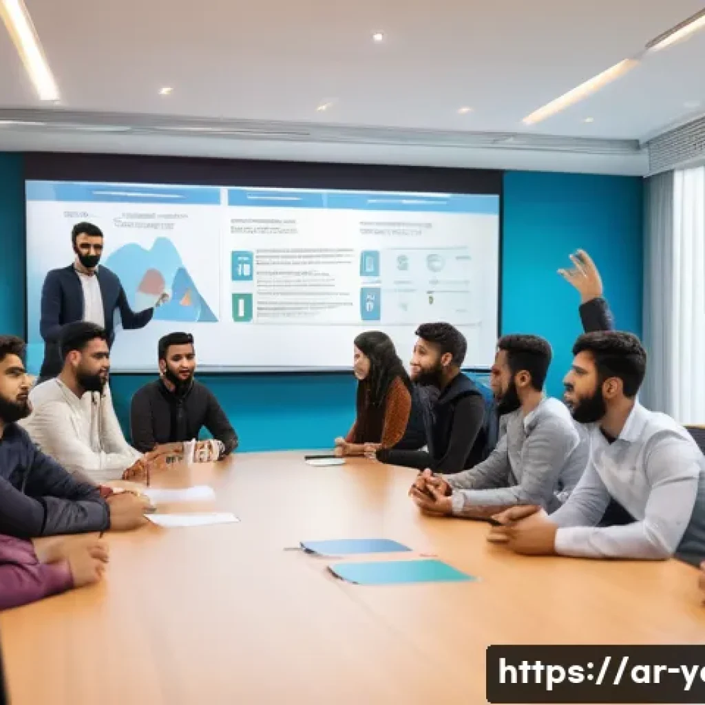 청소년지도사 자격증과 연관된 대학원 과정 - A professional youth mentor leading a dynamic workshop in a modern conference room, engaging a diver...