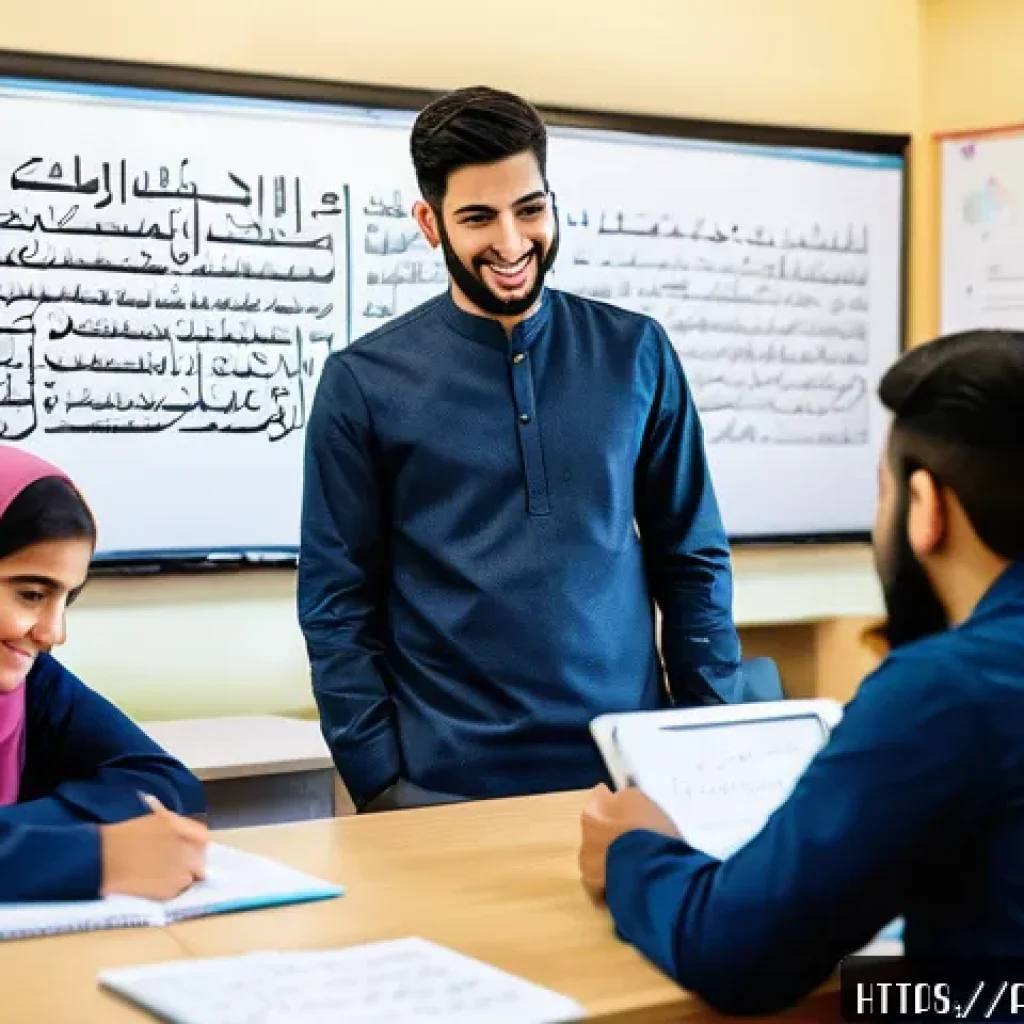 청소년지도사 실무 과정에서의 문제 해결 - A diverse group of young Arabic-speaking trainees and a male youth mentor engaged in an interactive ...