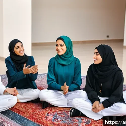 청소년지도사로서의 공모전 참여 경험 - A diverse group of young Arab men and women engaged in an interactive communication workshop in a mo...