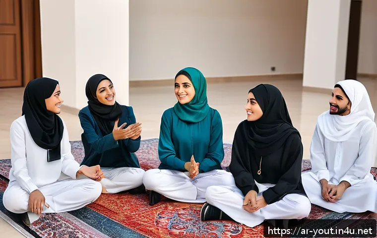 청소년지도사로서의 공모전 참여 경험 - A diverse group of young Arab men and women engaged in an interactive communication workshop in a mo...