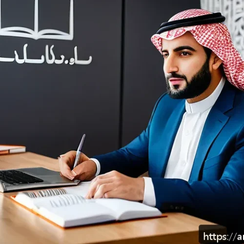 청소년지도사와 관련된 최신 서적 소개 - A professional Middle Eastern business leader in a modern office setting, deeply engaged in reading ...